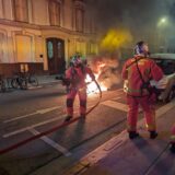 PARIS, FRANCE - JUNE 30: Firefighters intervene the fire after demonstrators fired fireworks at police and set a few fires during a demonstration in Paris, France on June 30, 2024. Demonstrators gather in Place de la Republique, to protest against the rising right-wing movement after the Rassemblement National's victory in the first round of early general elections. Luc Auffret / Anadolu/ABACAPRESS.COM,Image: 886116305, License: Rights-managed, Restrictions: , Model Release: no, Credit line: AA/ABACA / Abaca Press / Profimedia